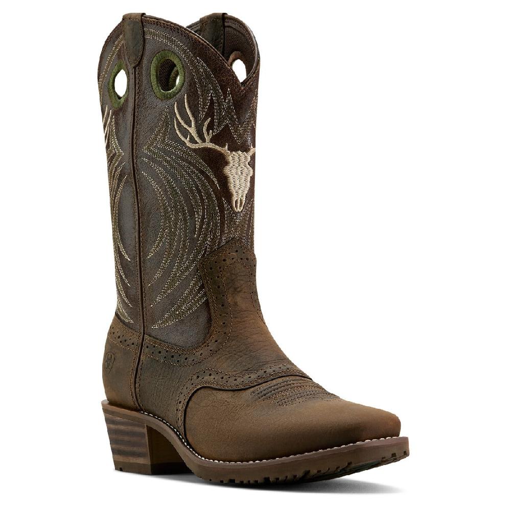 le bos Ariat Wild Taupe/Espresso Hybrid Roughstock Antler Men's Cowboy Boots 10061156