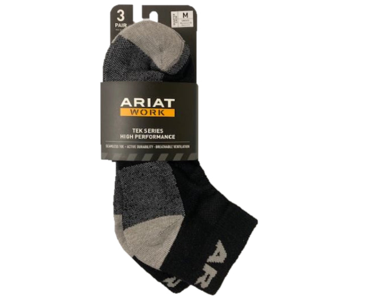 le bos Ariat Work Black Tek Series High Performance 1/4 Crew Socks 2719-002