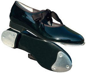 le bos Barbette Black Pat Tyette Student Tap Kids Shoes 1553C