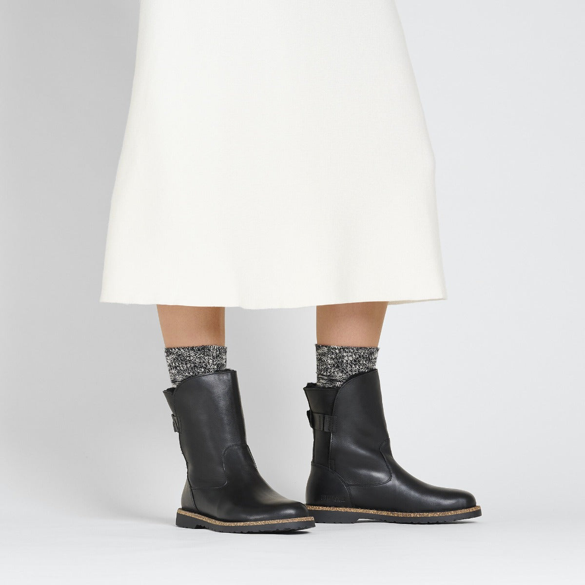 Le Bos Birkenstock Black Leather Uppsala Shearling Women's Boots R1025583