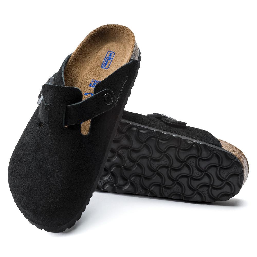 le bos Birkenstock Black Suede Boston Soft Footbed Clog Shoes in Men's Sizes 660471-R
