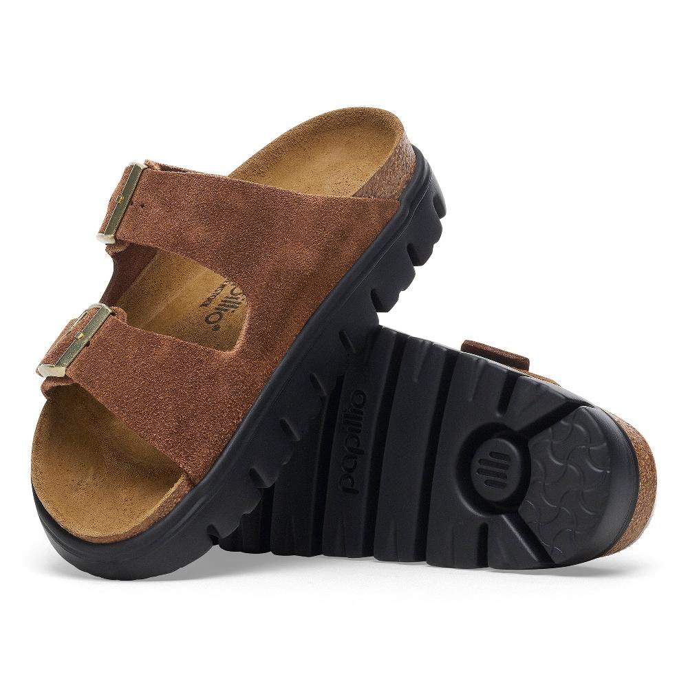le bos Birkenstock Dark Tea/Black Arizona Chunky Suede Leather Women's Sandals N1028389