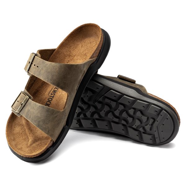 le bos Birkenstock Faded Khaki Arizona Oiled Leather Rugged Men's Sandals R1018463