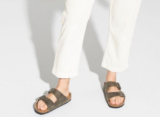 Le Bos Birkenstock Faded Khaki Arizona Soft Footbed Mens Sandals 1019313
