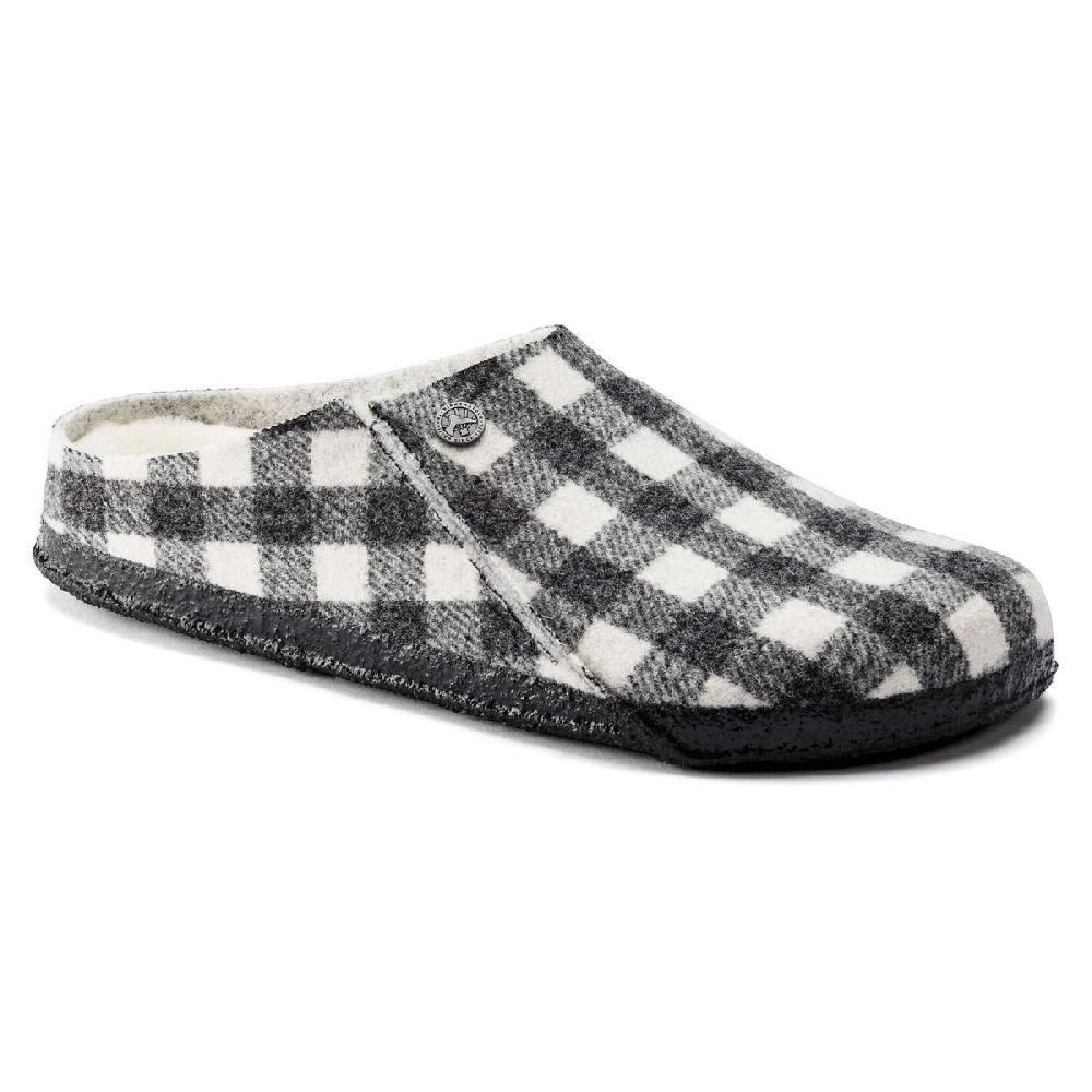Le Bos Birkenstock Plaid White Wool Felt Zermatt Shearling Women's Slippers N1017545