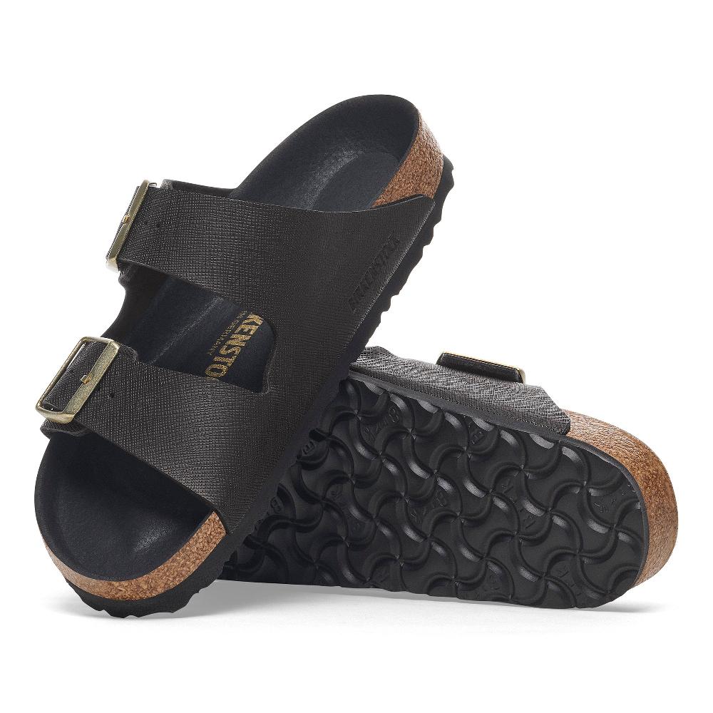 le bos Birkenstock Saffiano Black Women's Birko-Flor Embossed Sandals N1029493