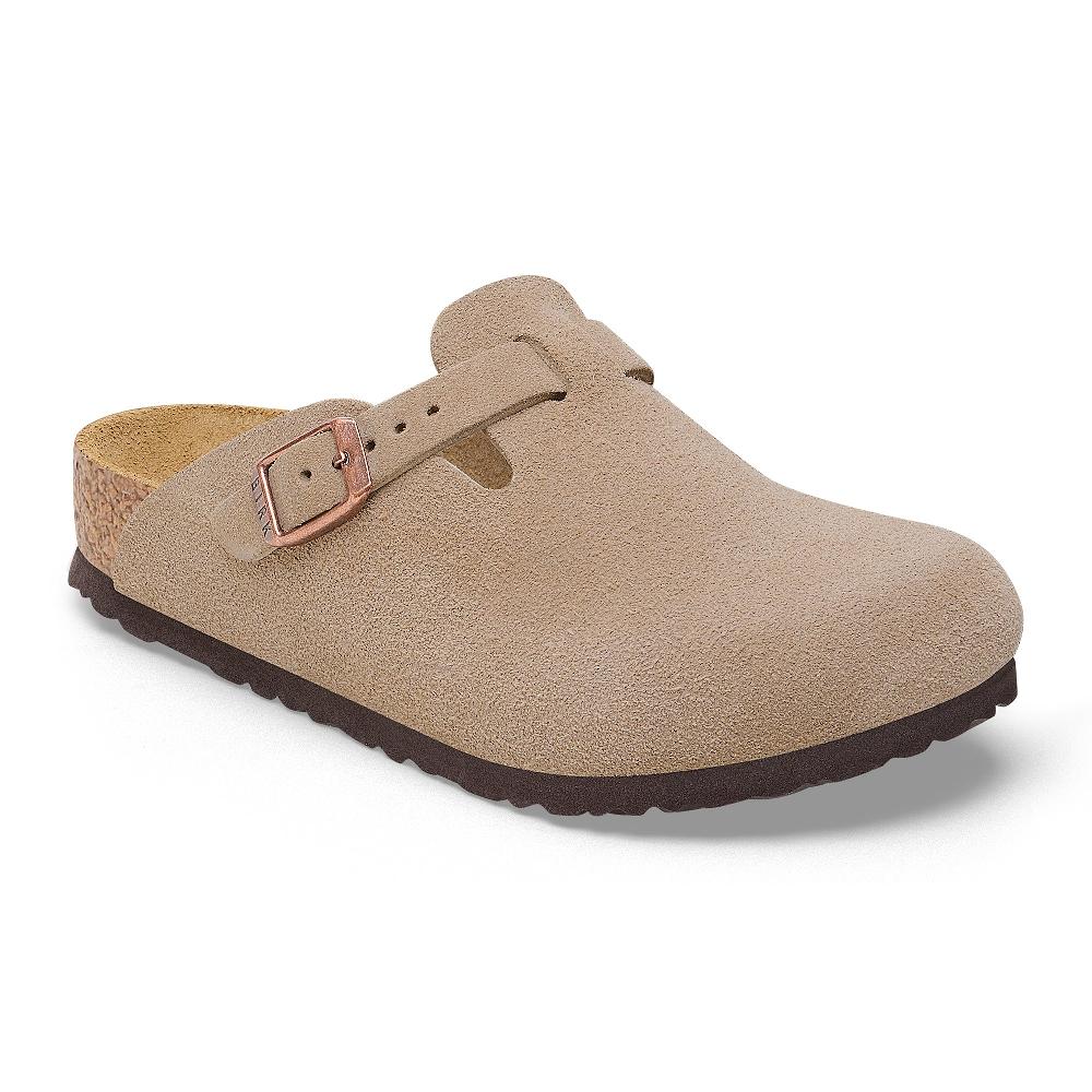 le bos Birkenstock Suede Leather Taupe Boston Kids Clogs N1027875