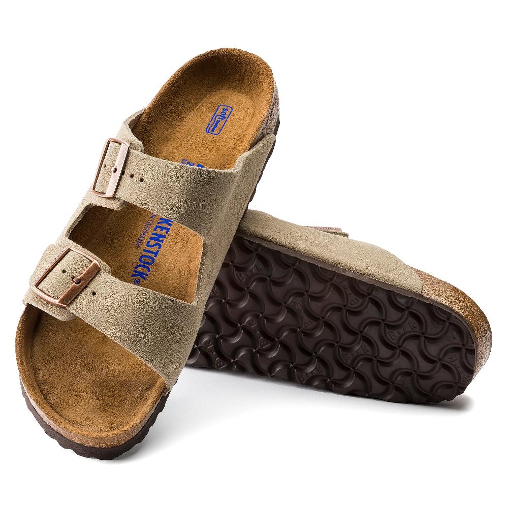 le bos Birkenstock Taupe Arizona Soft Footbed Suede Leather Women's Sandals R951301