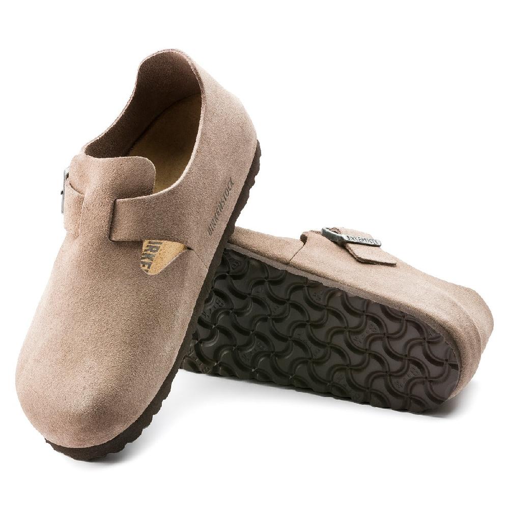 le bos Birkenstock Taupe Suede Leather London Men's Closed Toe Shoes R1010503