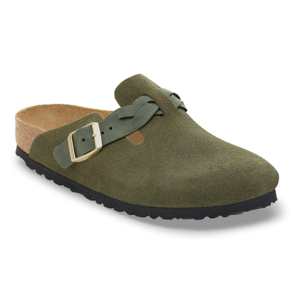 le bos Birkenstock Thyme Boston Braided Suede Leather Women's Clogs N1030599