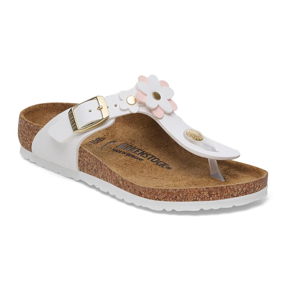 le bos Birkenstock White Birko-Flor Gizeh Flowers Kids Sandals N1029532