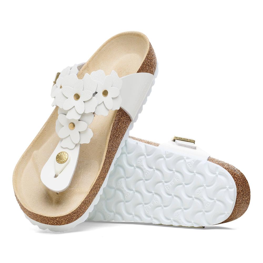 le bos Birkenstock White Gizeh Flower Women's Sandals R1026686