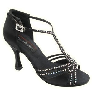 le bos Black with Rhinestones Stephanie Ballroom Shoes with 2.5 Inch Heel
