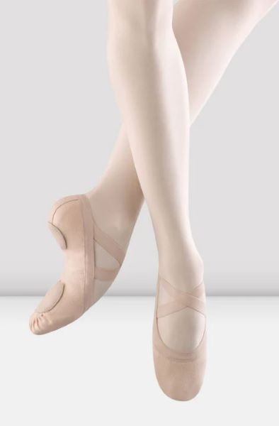 le bos Bloch Pink Canvas Children's Synchrony Stretch Canvas Ballet Shoes SO625G-PNK
