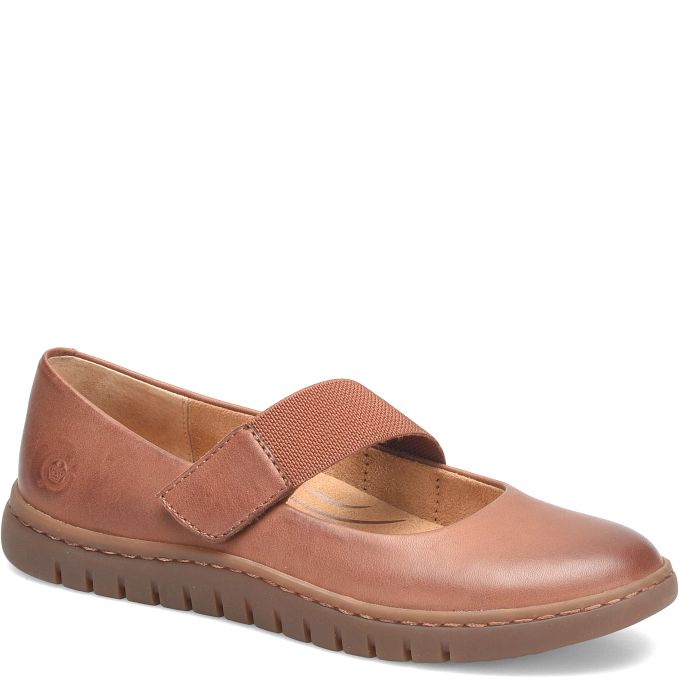 le bos Born Dark Tan Brandy Aspen Women's Cross Strap Mary Jane Shoes BR0076725