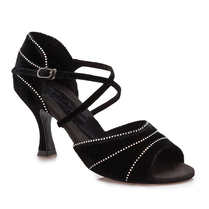le bos BR429R Crystal Evelyn 2.5in Heel Black Velvet