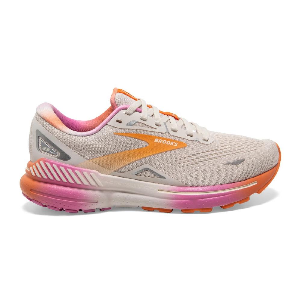 Le Bos Brooks White Sand/Sunset/Fuchsia Adrenaline GTS 23 Women's Road Running Shoes 120381-117