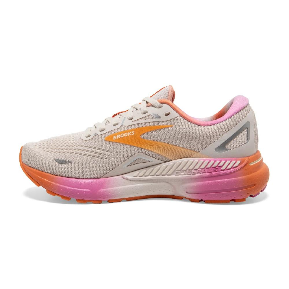 Le Bos Brooks White Sand/Sunset/Fuchsia Adrenaline GTS 23 Women's Road Running Shoes 120381-117