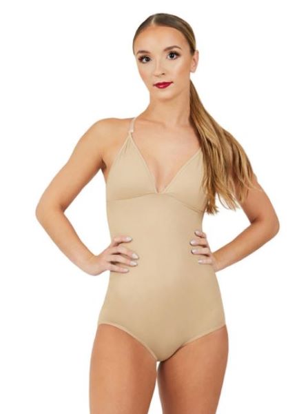 le bos Capezio Nude Plunge Front Deep Back Leotard Adult 3765W