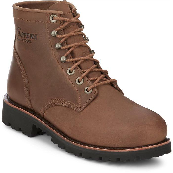 le bos Chippewa Bourbon Brown 6 in Steel Toe Men's Workboots MC2069