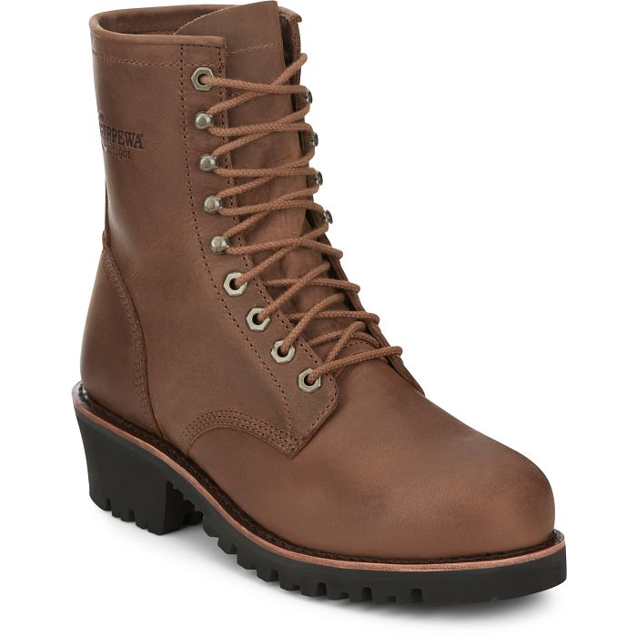 le bos Chippewa Bourbon Brown 8 inch Men's Steel Toe Workboots MC2089