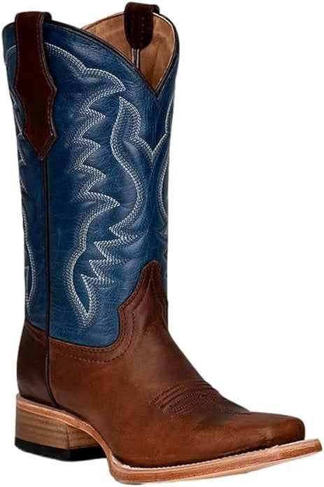 le bos Circle G by Corral Teen Brown/Blue with Embroidery Square Toe Little Kid/Big Kid Boots J7103