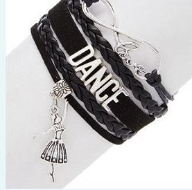 le bos CJ Merchantile Black Infinitiy Love Dance Ballerina Bracelet A-BR31