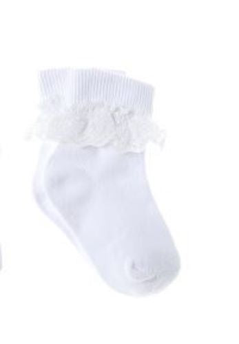 le bos CJ Merchantile White Lace Bobby Socks 1 pair Small S13-SMALL