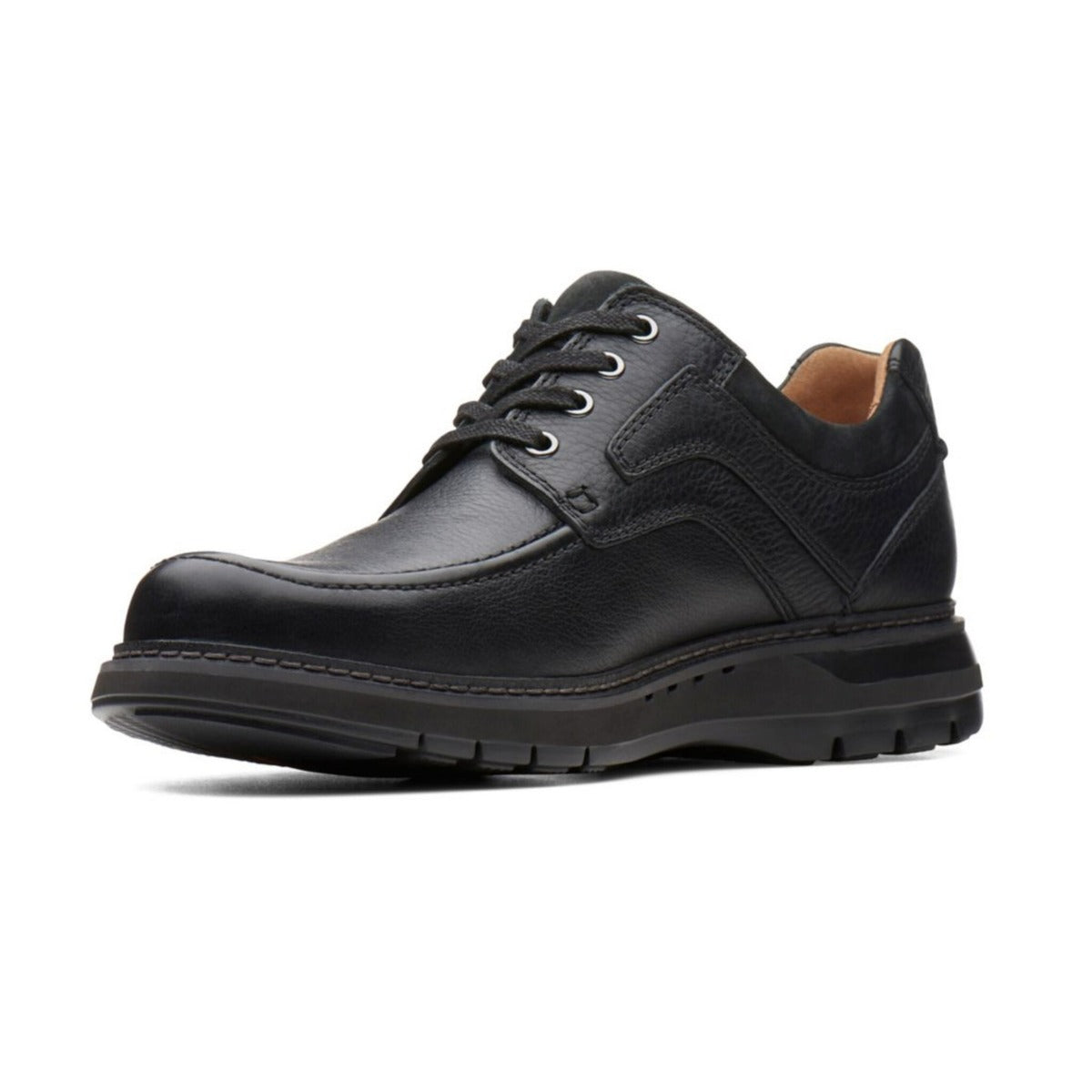 Le Bos Clarks Black Leather Un.Ramble Lace Up Mens Shoes 26136989