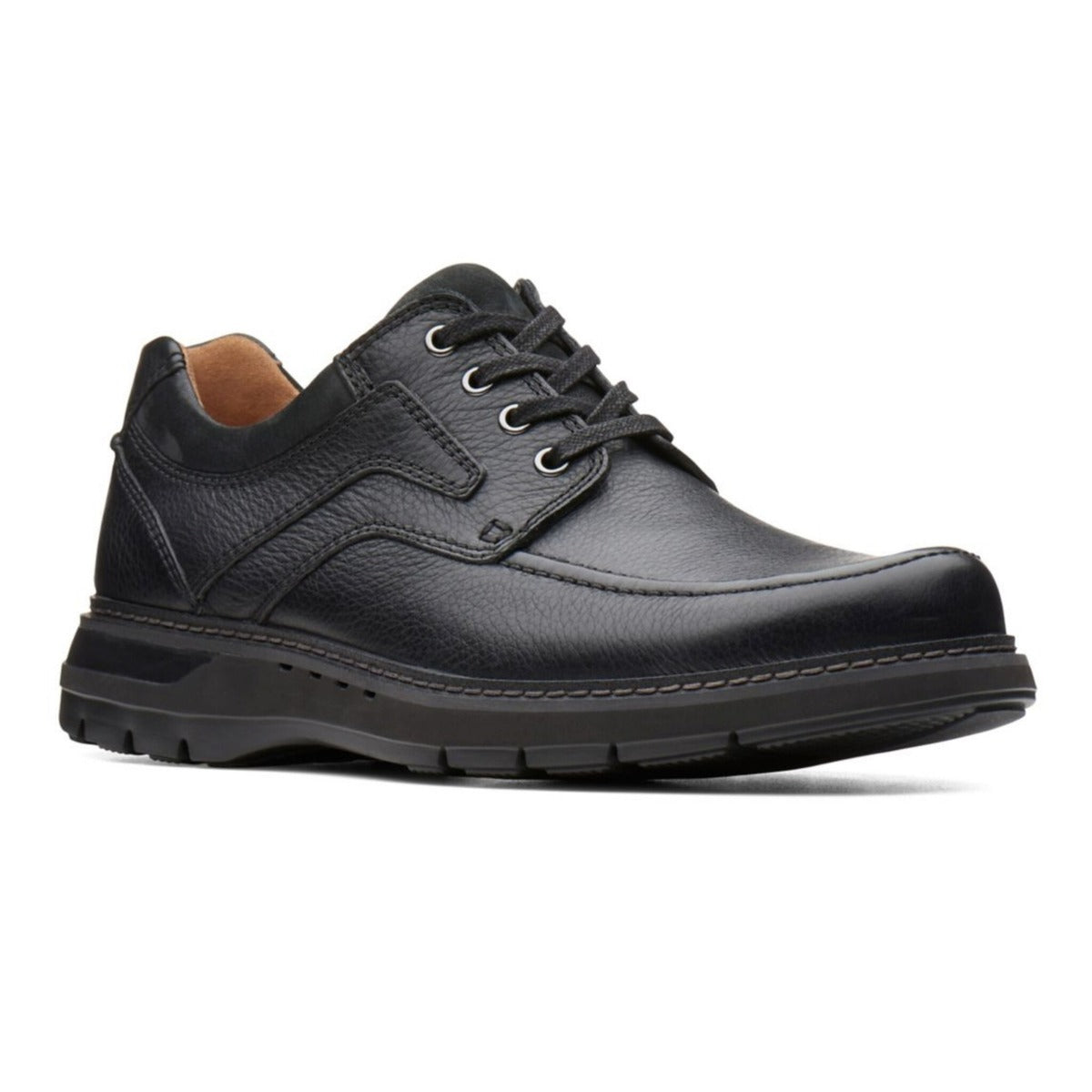 le bos Clarks Black Leather Un.Ramble Lace Up Mens Shoes 26136989