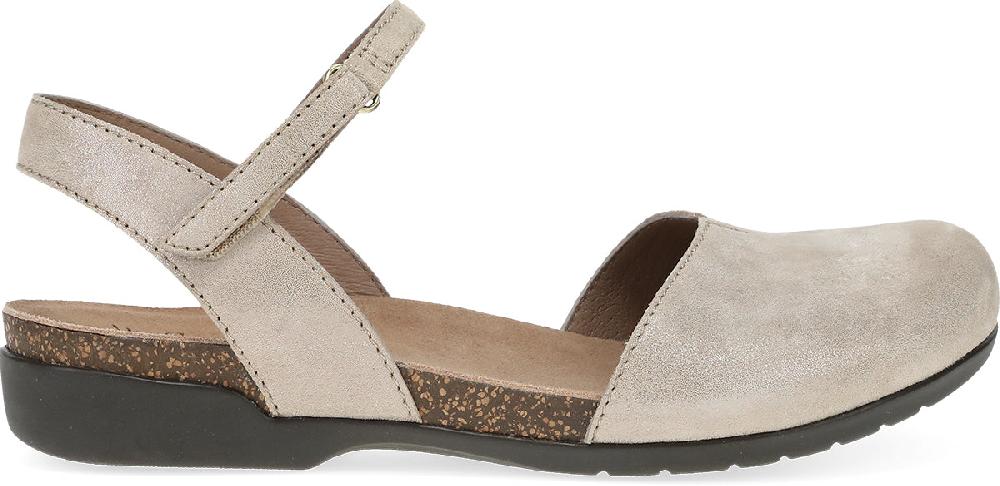 Le Bos Dansko Beige Sparkle Suede Women's Mary Jane Closed Toe Sandals 6025-175300