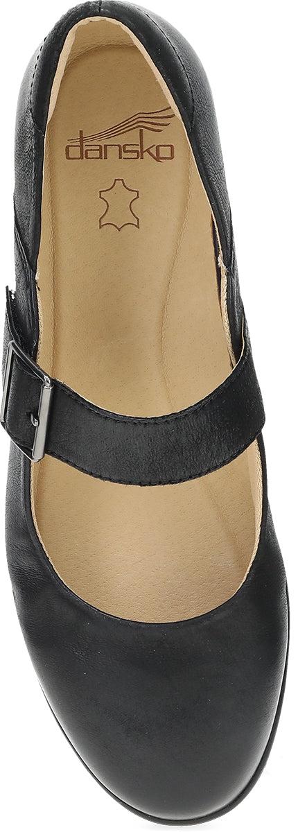 Le Bos Dansko Black Burnished Nubuck Collette Wide Width Women's Mary Jane Shoes 10503-020200