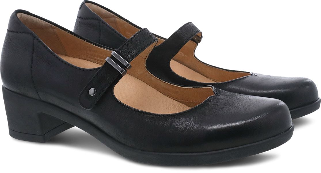 Le Bos Dansko Callista Black Burnished Nubuck Womens Mary Jane Shoes 3215-100200
