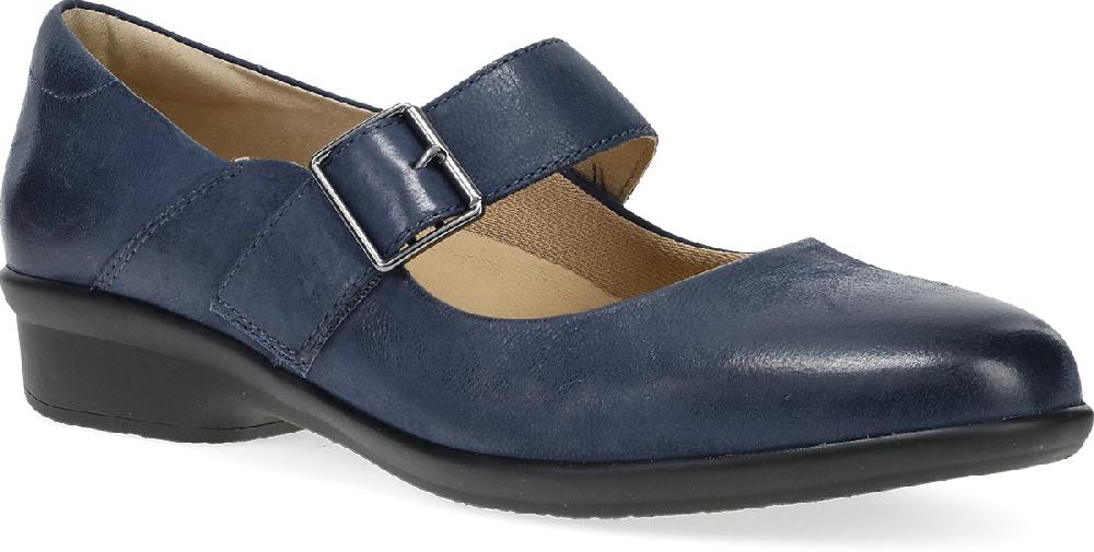le bos Dansko Navy Burnished Nubuck Women's Wide Width Mary Jane Shoes 10503-290200