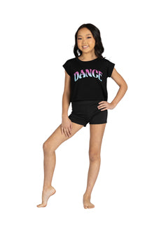 le bos Danznmotion Foil Dot Sequin Dance Tee 25306C
