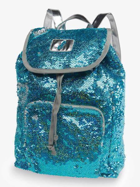 le bos Danznmotion Turquoise and Silver Sequin Backpack Dance Bag B20524