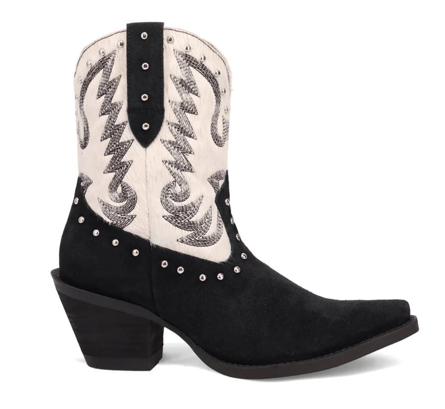Le Bos Dingo Black Rodeo Queen Women's Snip Toe Hair On Western Boots DI2222-BLACK