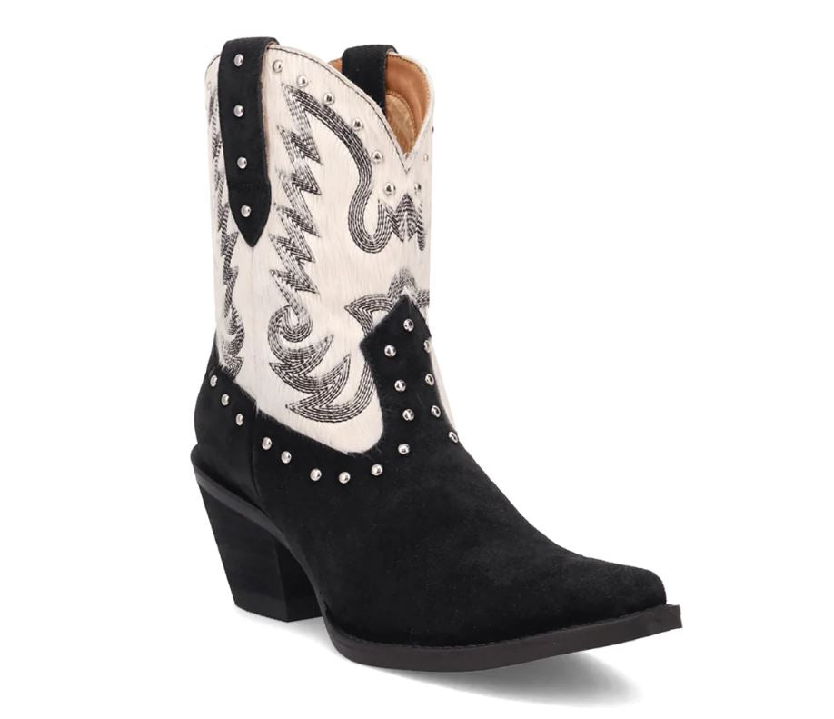 le bos Dingo Black Rodeo Queen Women's Snip Toe Hair On Western Boots DI2222-BLACK