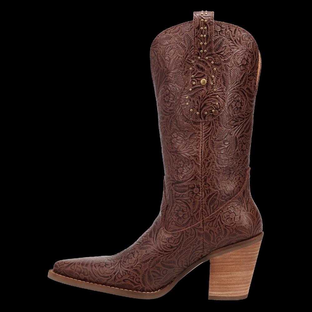 Le Bos Dingo Brown Rhythm N' Blues Leather Women's Western Snip Toe Boots DI2241