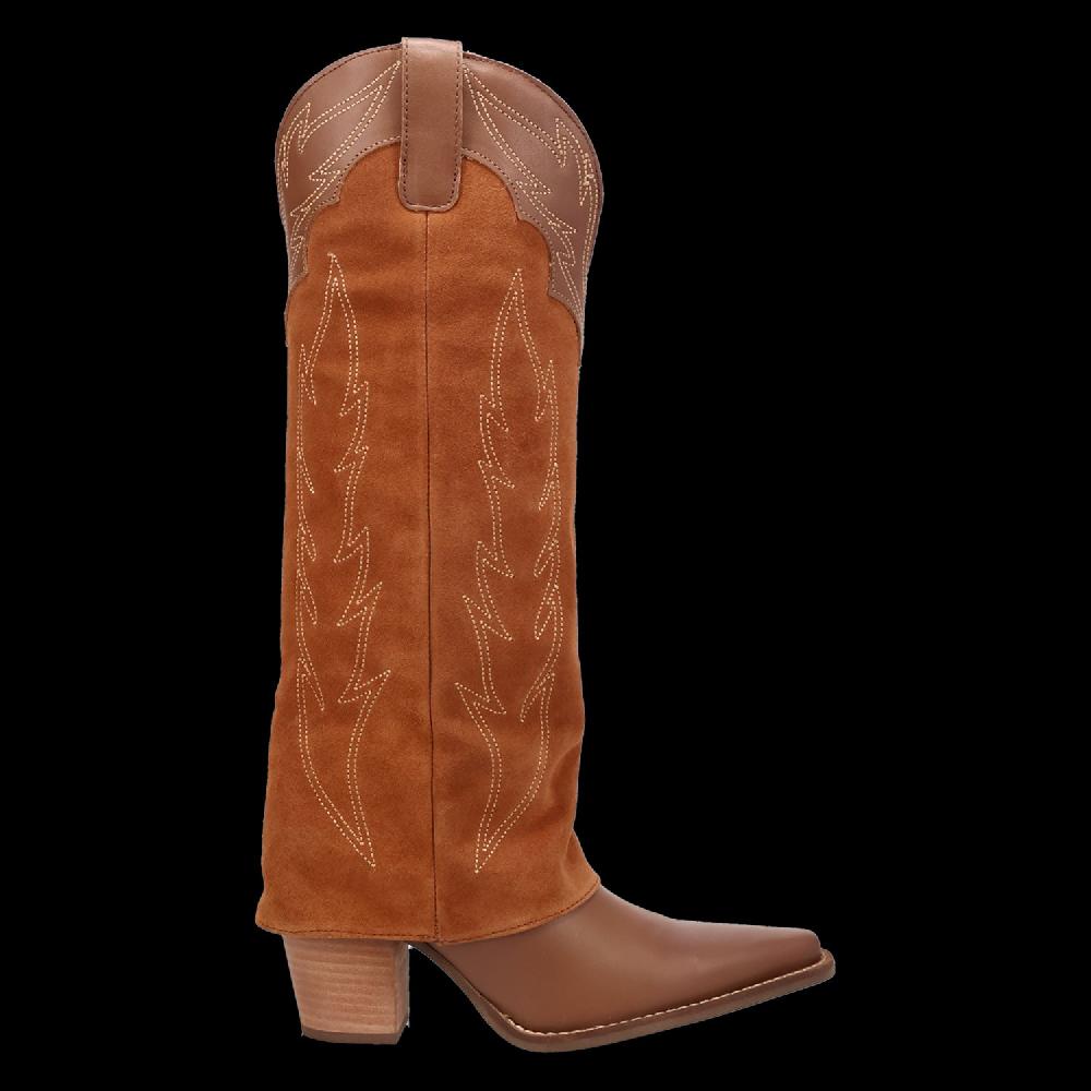 Le Bos Dingo Brown Wild Horses Women's 16 Inch Suede Shaft Snip Toe Western Boots DI2280-BRN