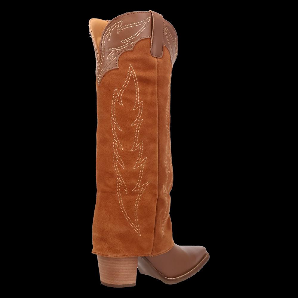 Le Bos Dingo Brown Wild Horses Women's 16 Inch Suede Shaft Snip Toe Western Boots DI2280-BRN