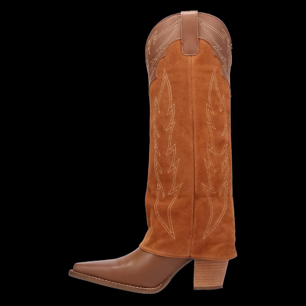 Le Bos Dingo Brown Wild Horses Women's 16 Inch Suede Shaft Snip Toe Western Boots DI2280-BRN