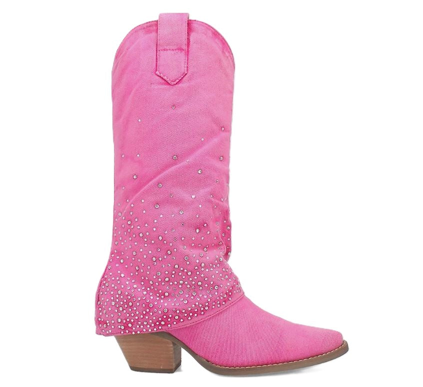 Le Bos Dingo Eye Candy Pink Rhinestone Women's Tall Western Boots DI177