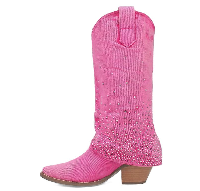 Le Bos Dingo Eye Candy Pink Rhinestone Women's Tall Western Boots DI177