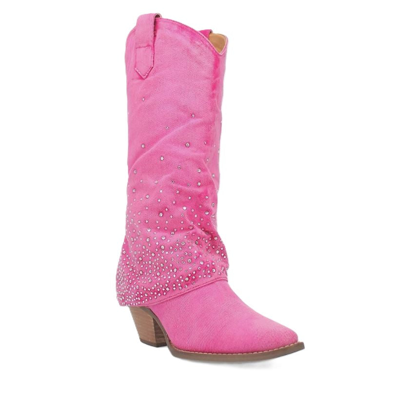 le bos Dingo Eye Candy Pink Rhinestone Women's Tall Western Boots DI177
