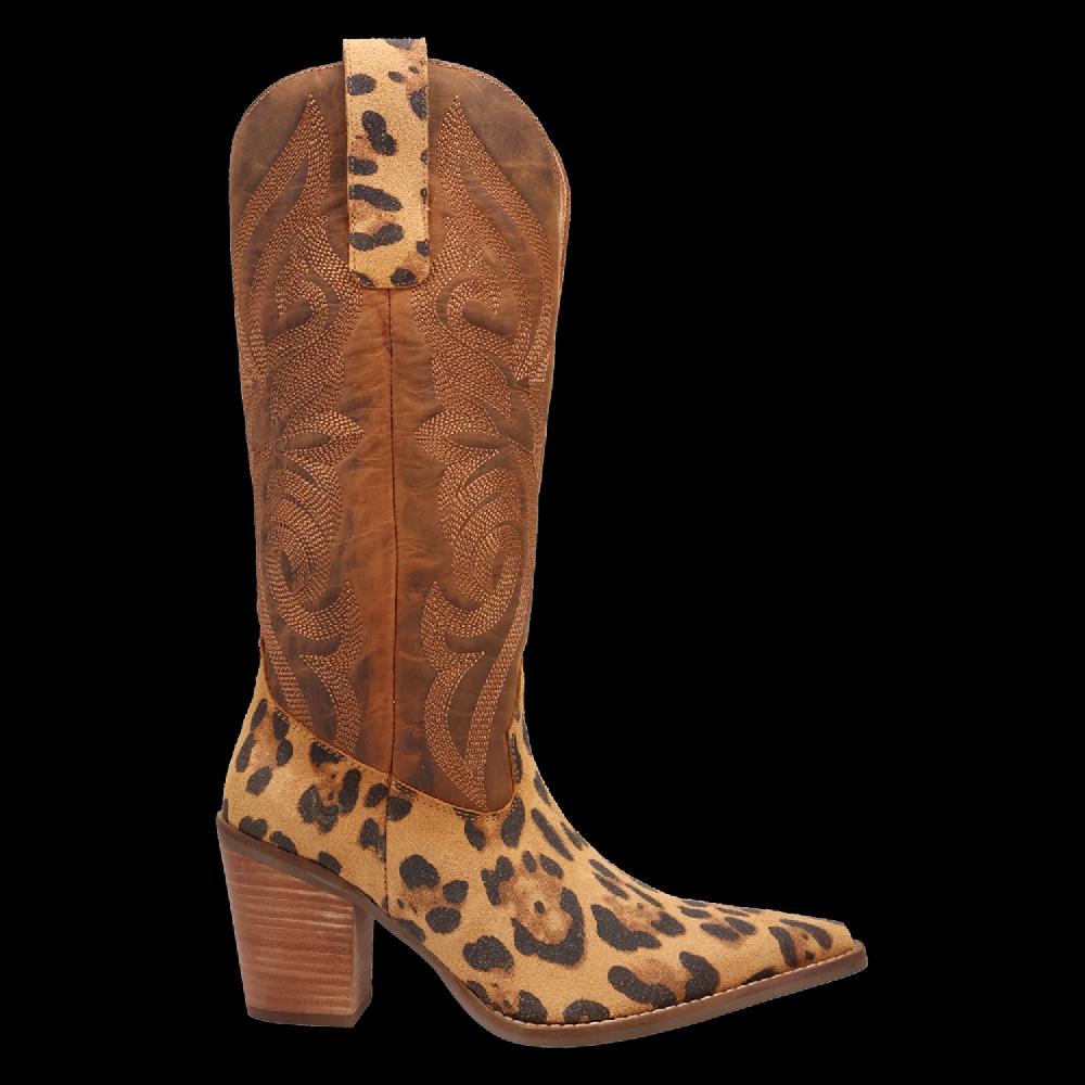 le bos Dingo Leopard Hensley Women's 13 inch Snip Toe Leather Boots DI2246-LEOPARD