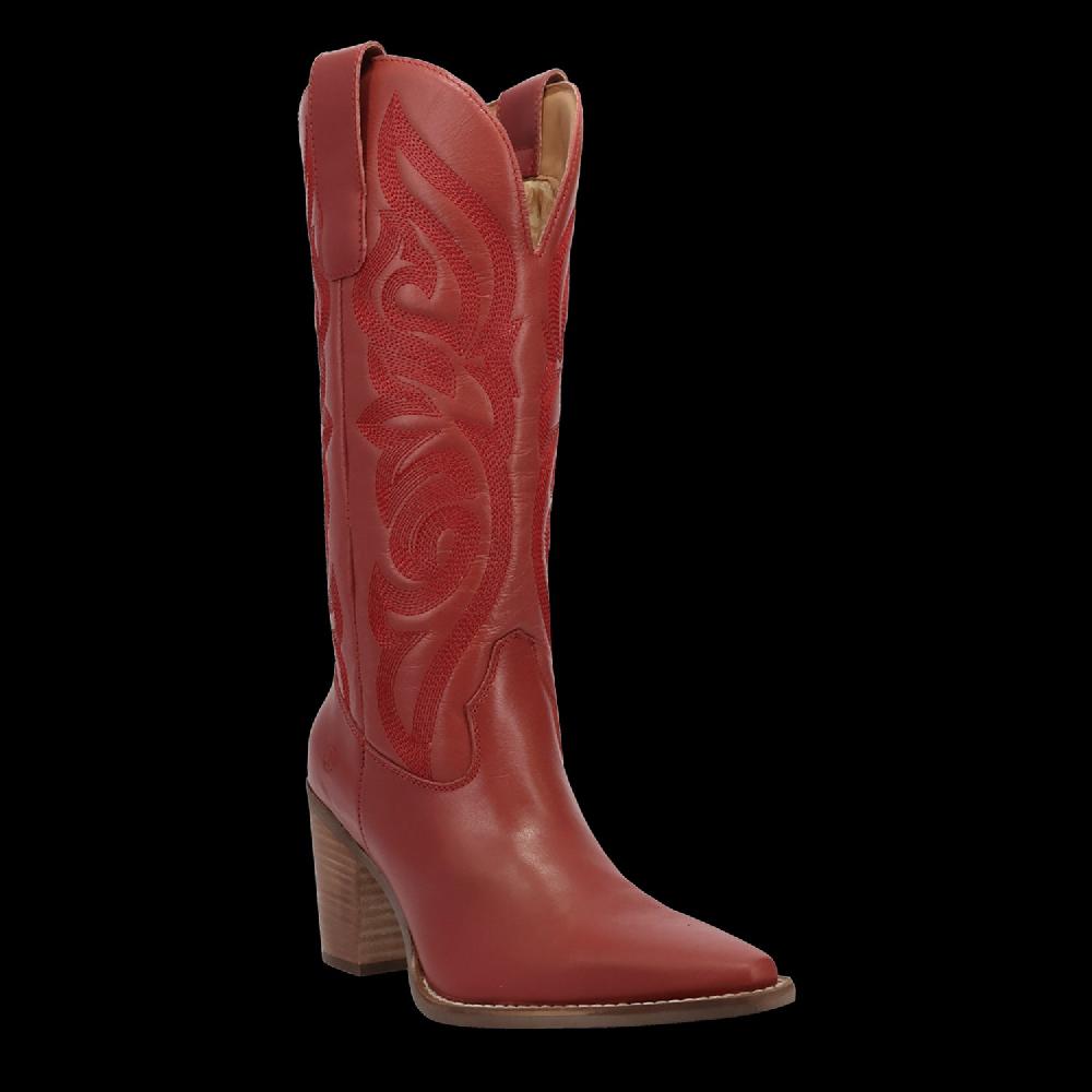 Le Bos Dingo Red Hensley Women's 13 Inch Snip Toe Leather Boots DI2246-RED