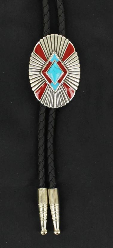 le bos Double S Southwestern Bolo with Turquoise Stone 22814