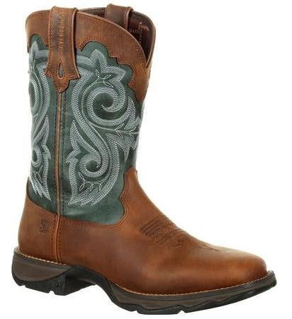 le bos Durango Brown and Everygreen Lady Rebel Womens Waterproof Western Boot DRD0312