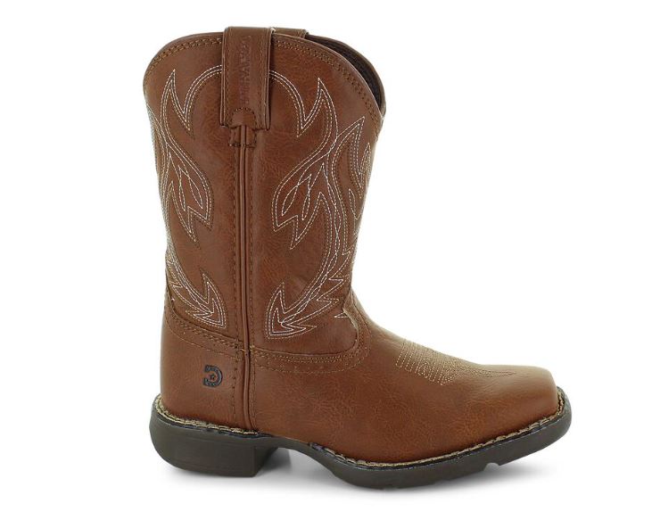 le bos Durango Brown Lil' Rebel Rodeo Kids 8 inch Wide Square Toe Western Boots DBT0223TS